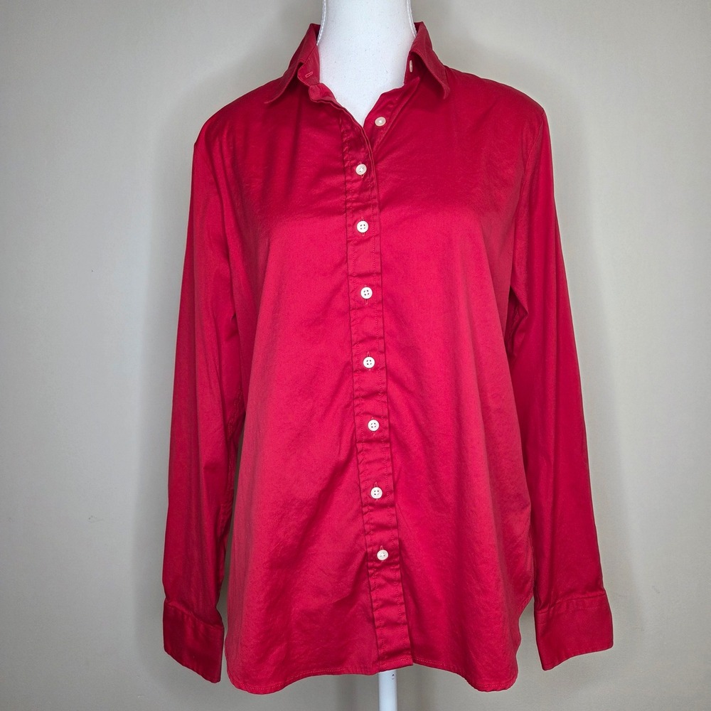 The Shirt Rochelle Behrens Womens Large Red Long Sleeve Button Down Blouse